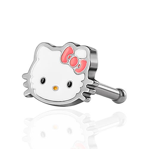 Hello Kitty Authentic 20g Stainless Steel Nose Ring Bone Stud In Gray