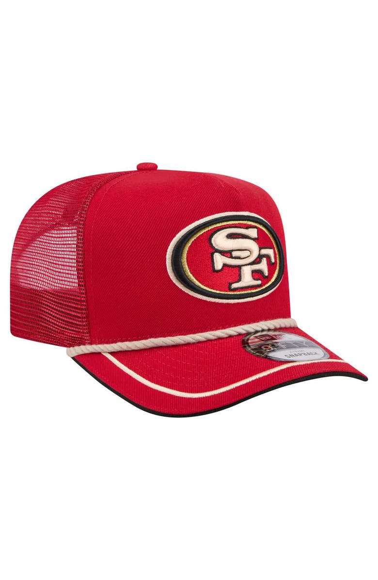 New Era Men's New Era Scarlet San Francisco 49ers Vintage Team Rope A-Frame Trucker 9FIFTY Snapback Hat, Alternate, color, Scarlet