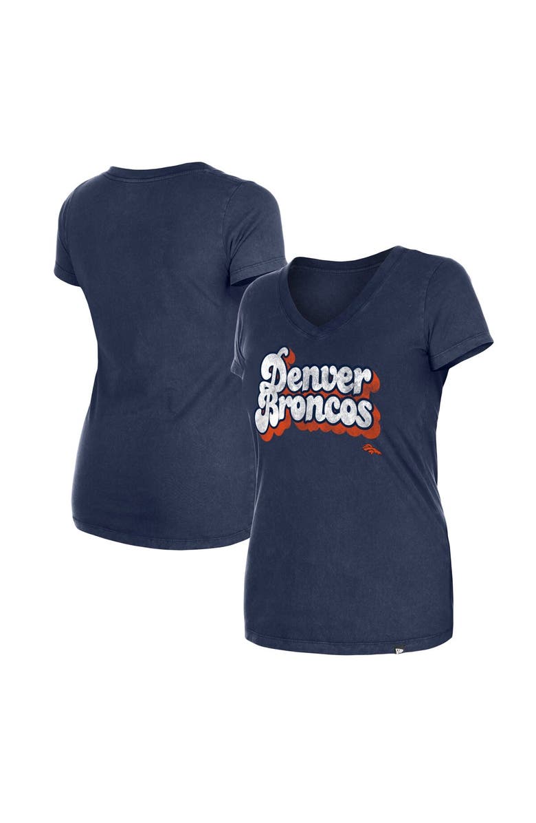 New Era Women's New Era Charcoal Denver Broncos Enzyme Wash Low V-Neck T-Shirt, Main, color, Charcoal
