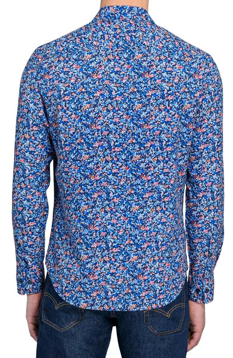 CONSTRUCT Floral Print Stretch Dress Shirt, Alternate, color, Navy/ Red