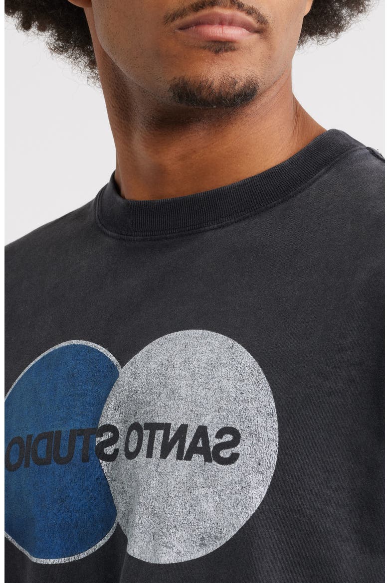 Santo Flipped Cotton Graphic T-Shirt, Alternate, color, BLACK FADE