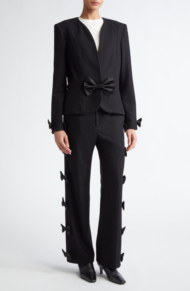 Tanner Fletcher Gender Inclusive Edith Satin Bow Blazer, Alternate, color, 