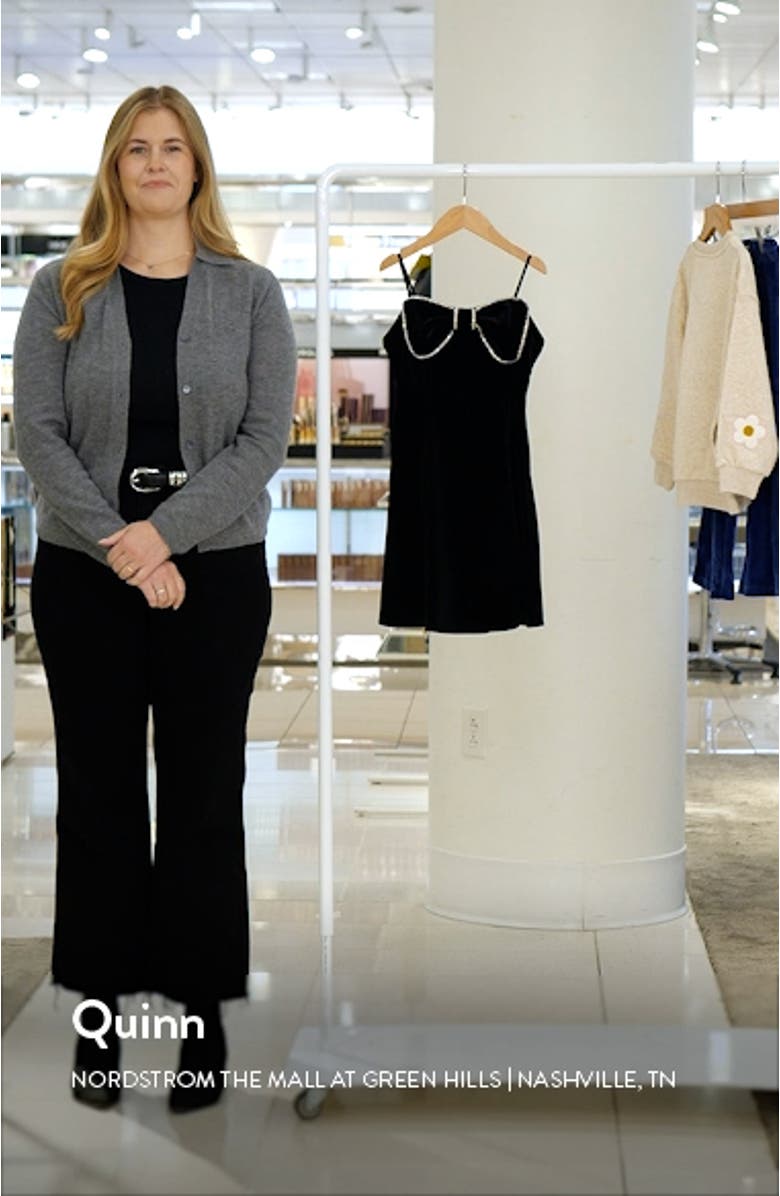 Kids' Crystal Bow Velvet Party Dress, sales video thumbnail