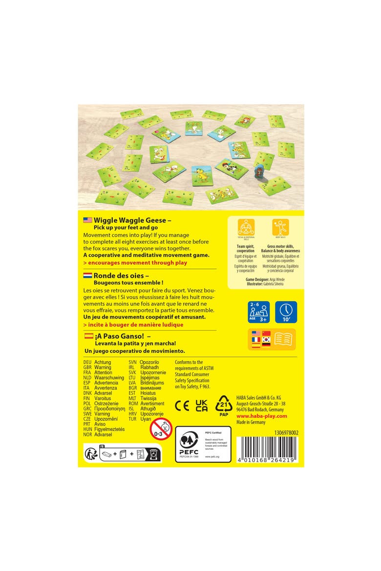 Wiggle Waggle Geese Cooperative Movement Game for Ages 3+, Alternate, color, Yellow Multi