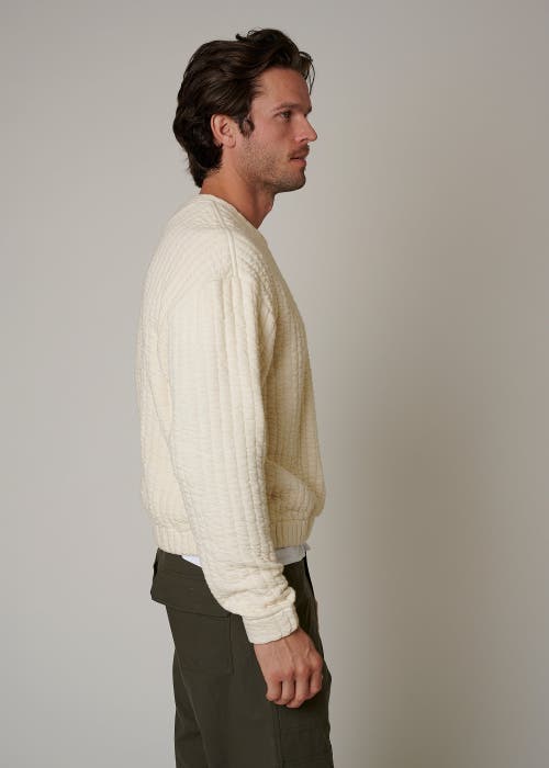 Leisure Lab Quilt Crewneck Sweater In Ivory