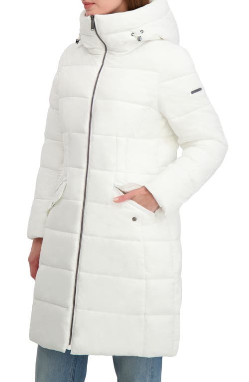 Laundry By Shelli Segal Hooded Puffer Jacket With Trim Detail In White