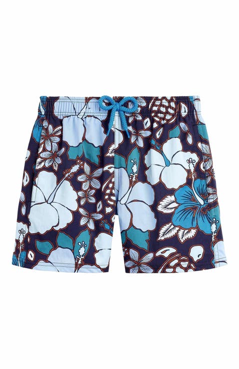 Kids' Tropical Turtles Stretch Swim Trunks