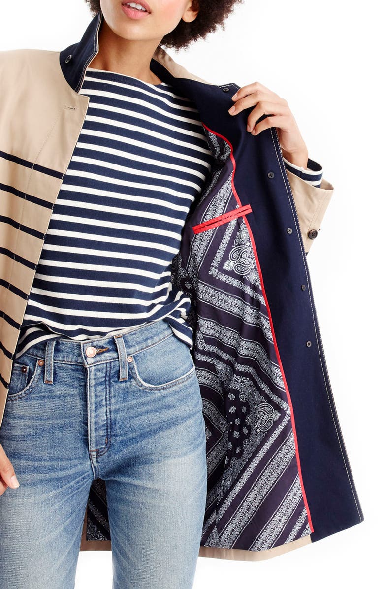 J.CREW FACTORY J.Crew Stripe Trench Coat, Main, color, 