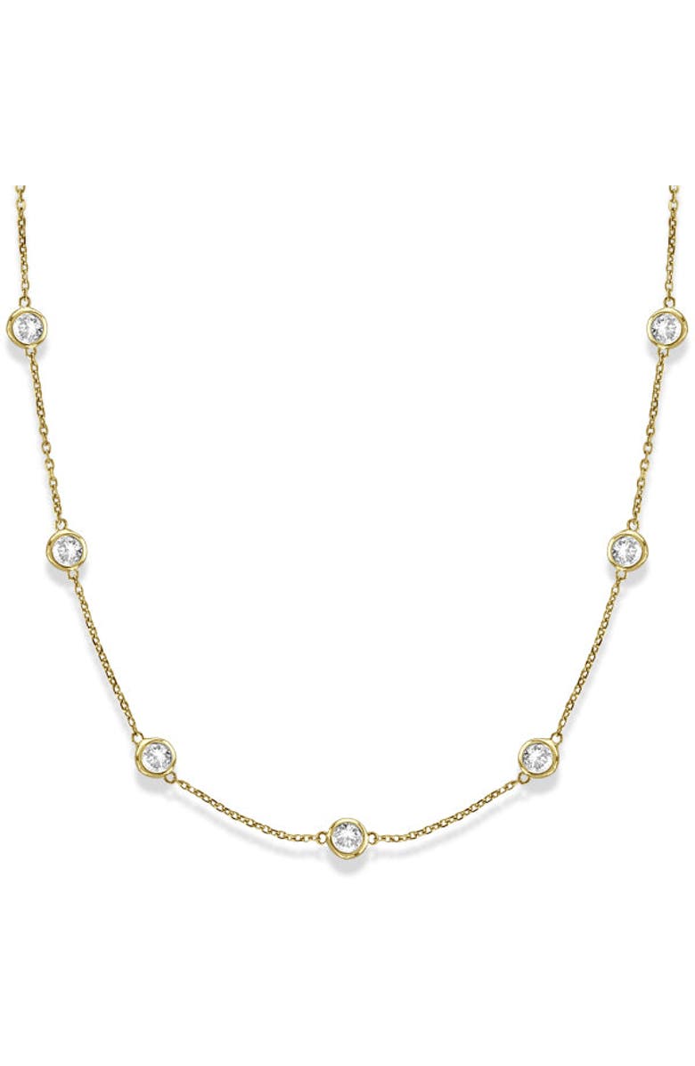 ALLUREZ Natural Diamond Station Necklace Bezel-Set 14k, Main, color, Yellow Gold