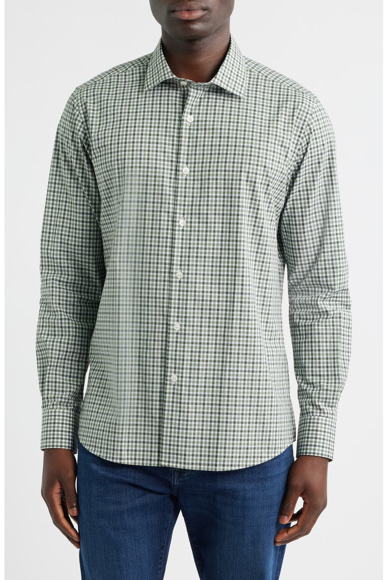 Regular Fit Gingham Cotton Button-Up Shirt, Main, color, SAGE
