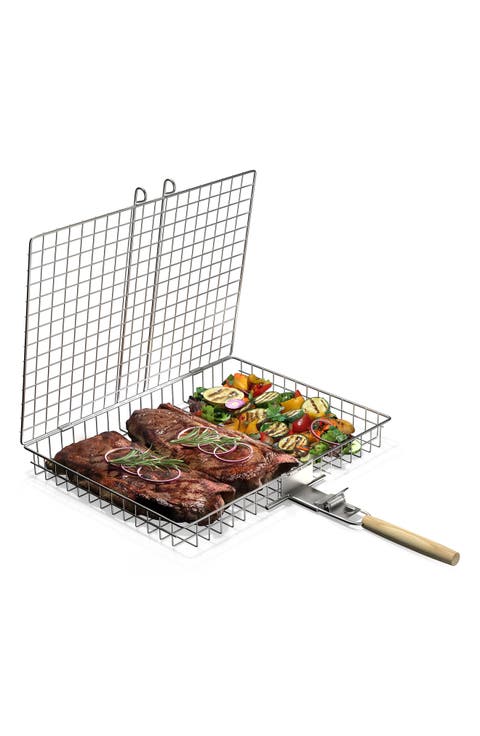Set of 2 Large Folding Grilling Baskets