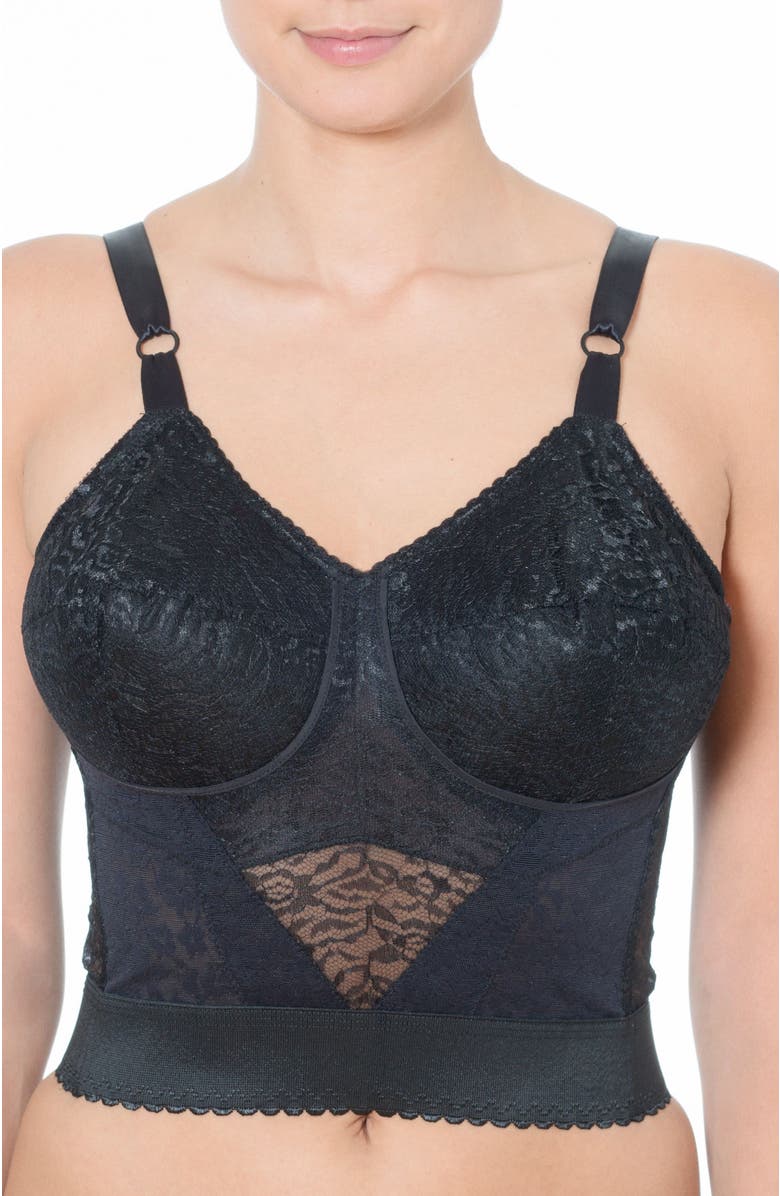 Rago Longline Wireless Shaping Bra with Expandable Cups, Main, color, Black