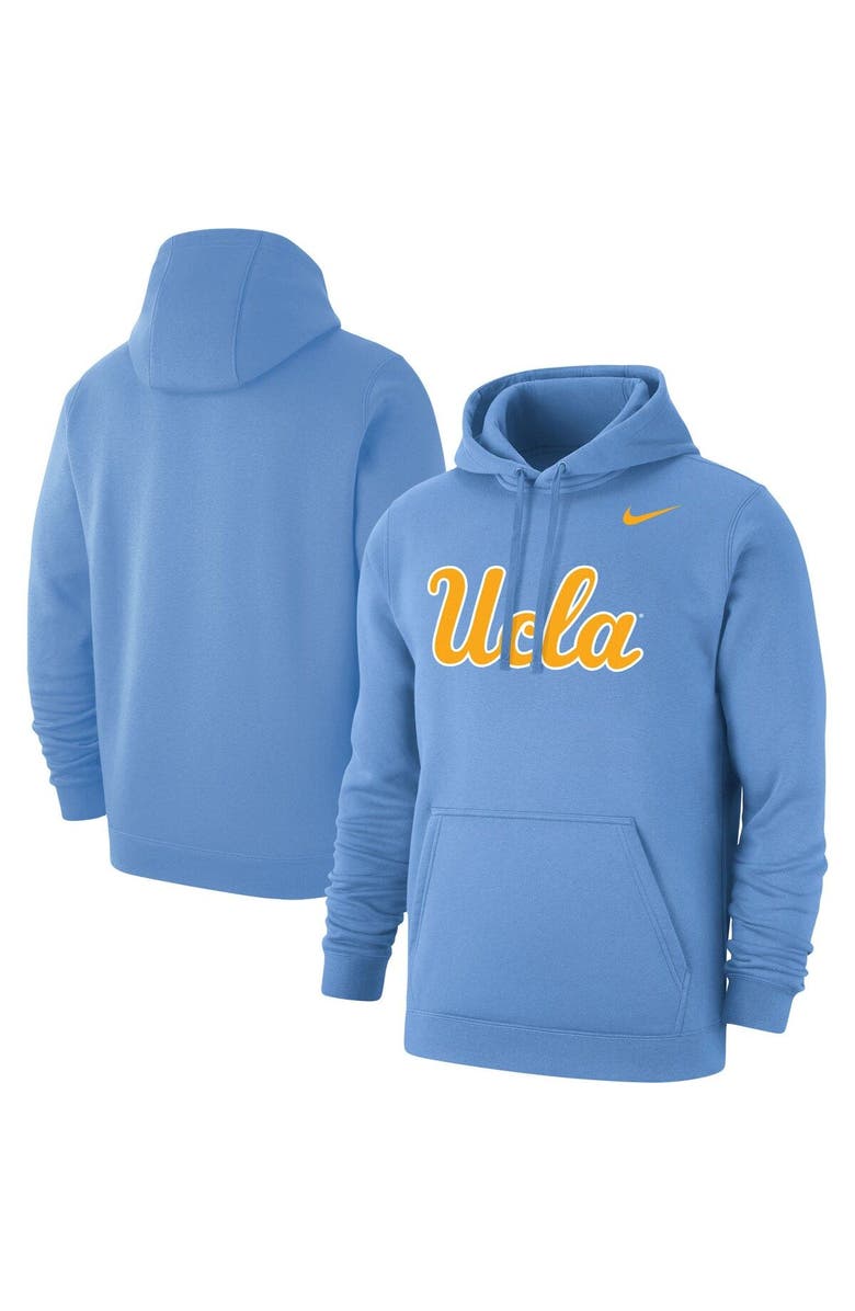 Nike Men's Nike Light Blue UCLA Bruins Script Logo Club Pullover Hoodie, Alternate, color, 