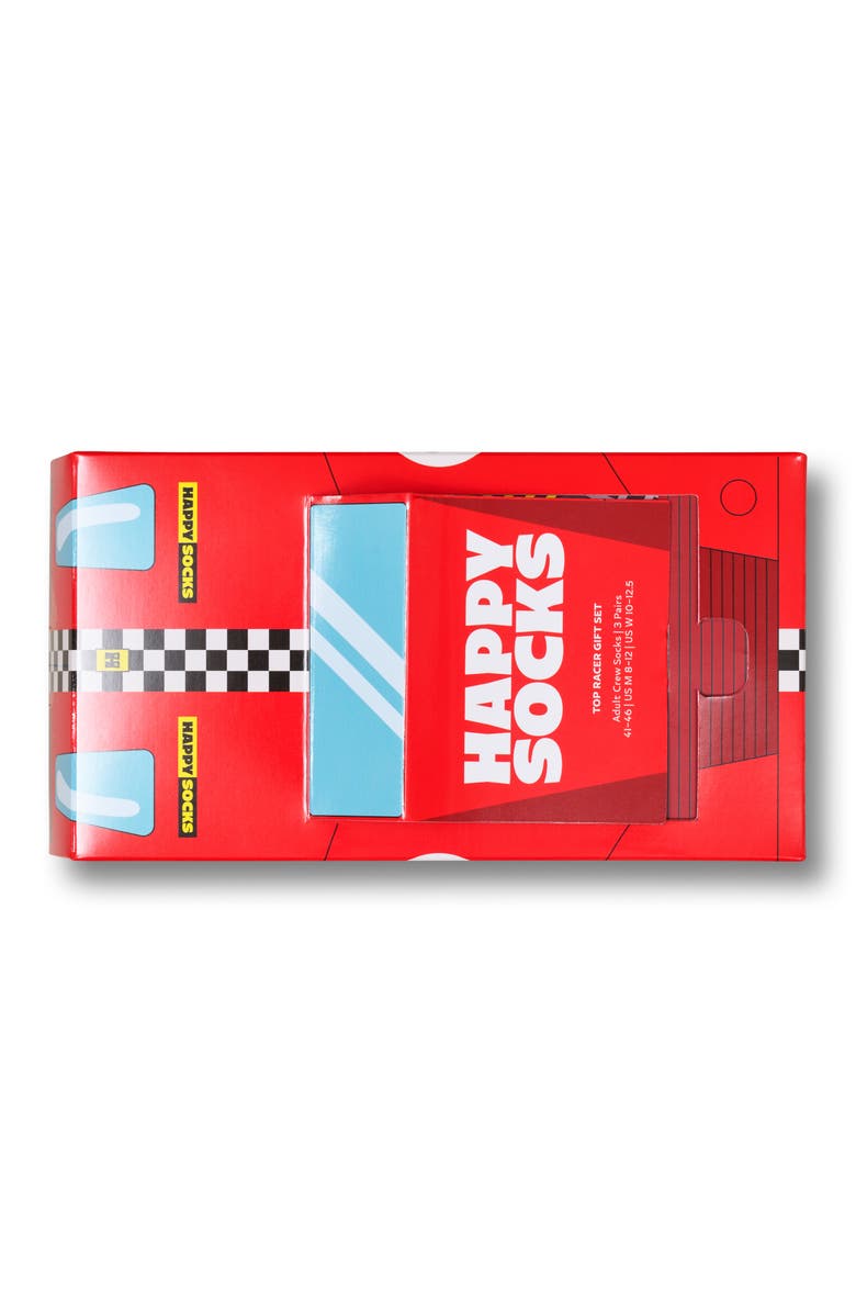 Happy Socks Assorted 3-Pack Top Racer Socks Gift Box, Alternate, color, Red