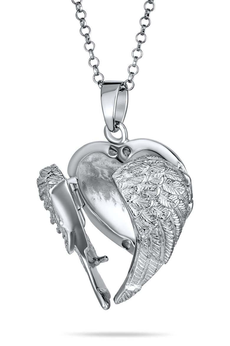 Guardian Angel Wing Necklace, Alternate, color, DARK SILVER