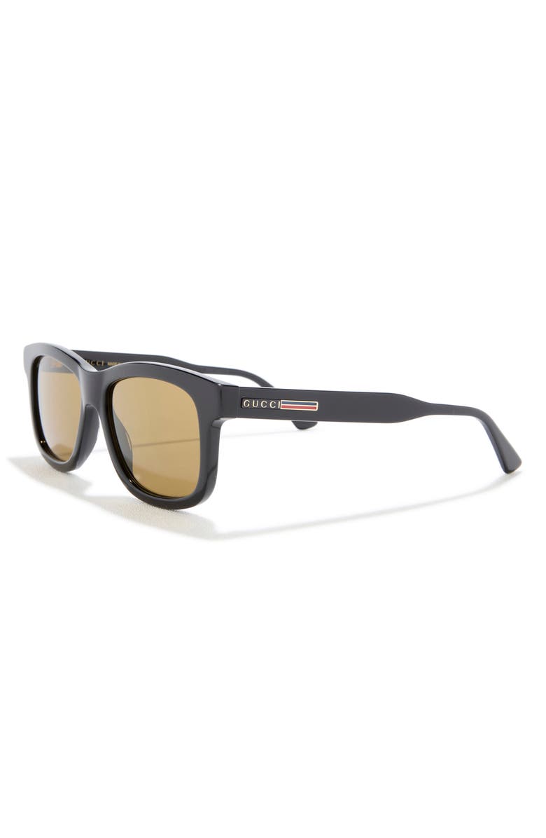 Gucci 55mm Square Sunglasses, Alternate, color, Black Black Brown