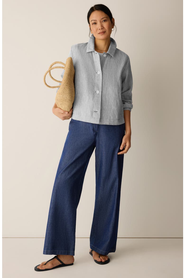 Classic Collar Linen Blend A-Line Jacket, Alternate, color, WREN