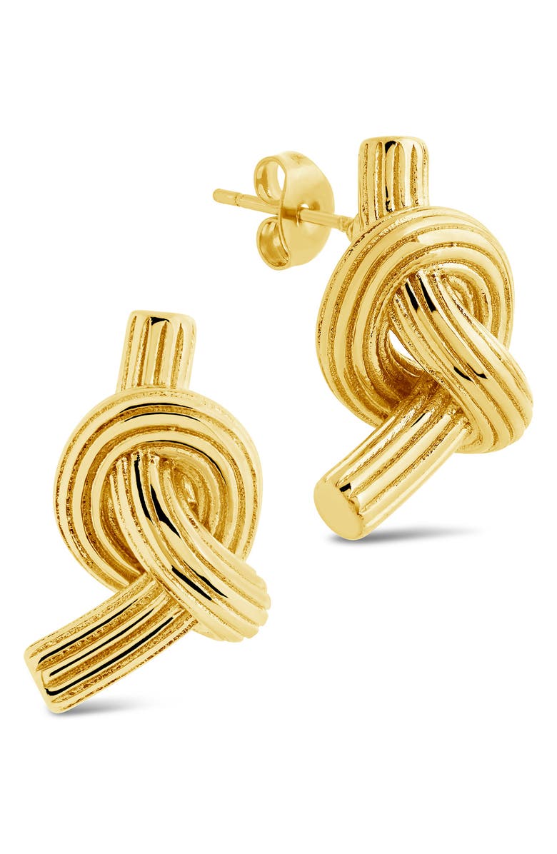Sterling Forever Textured Love Knot Stud Earrings, Main, color, Gold