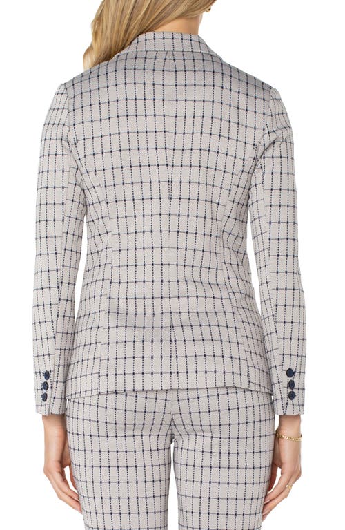 Liverpool Los Angeles Grid Fitted Knit Blazer In Navy Taupe Grid
