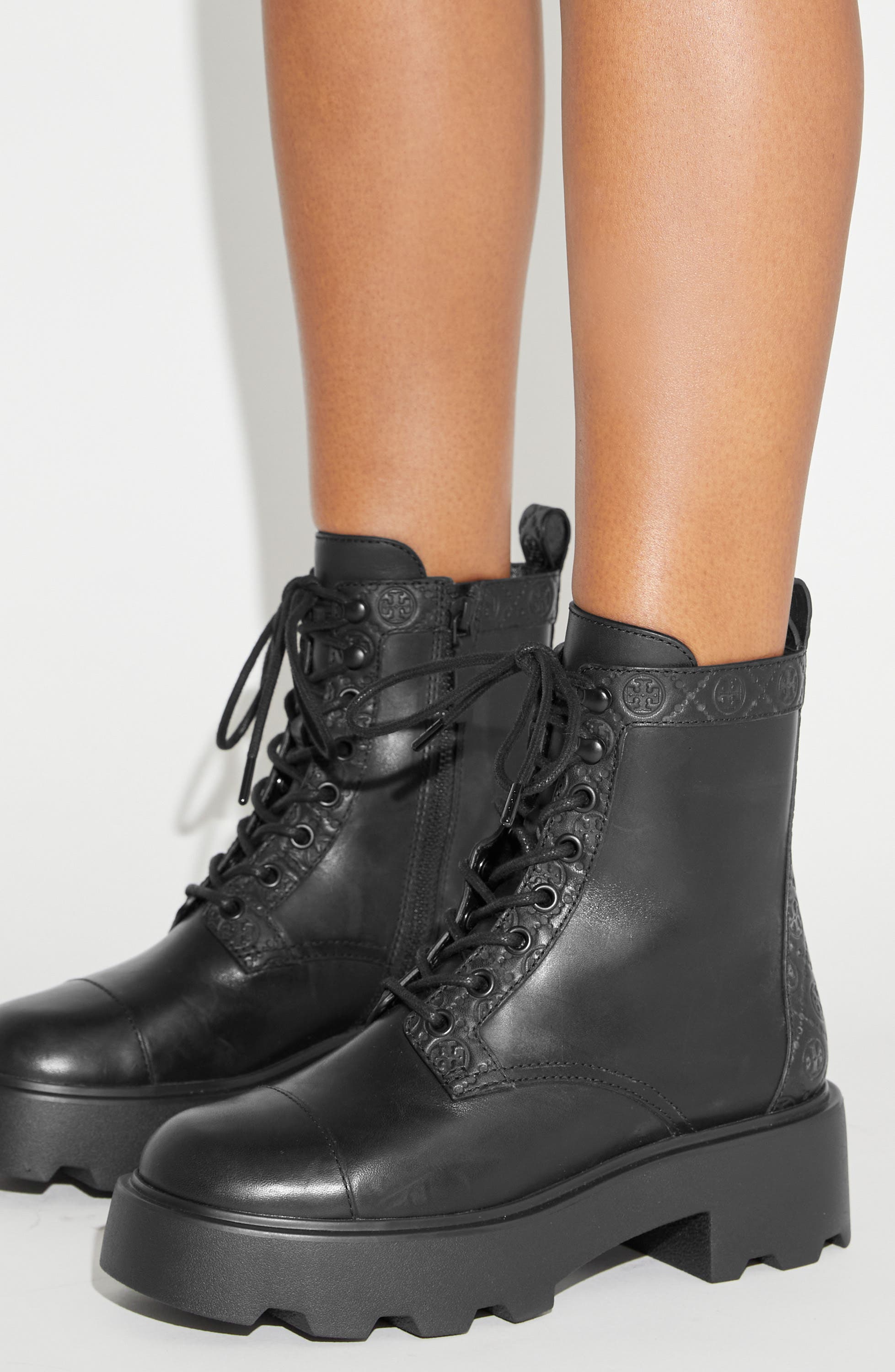 Tory Burch T Monogram Lug Sole Bootie, Alternate, color, Perfect Black