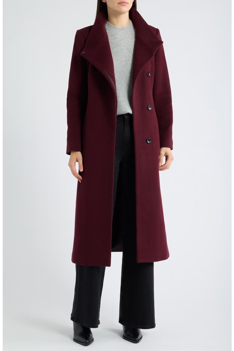 Stand Collar Wrap Coat, Alternate, color, MERLOT