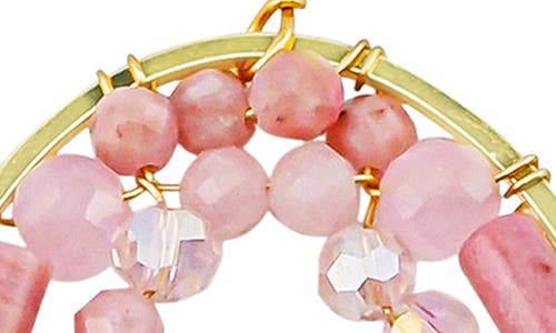 Panacea Pink Stone Wrapped Oval Drop Earrings In Pink