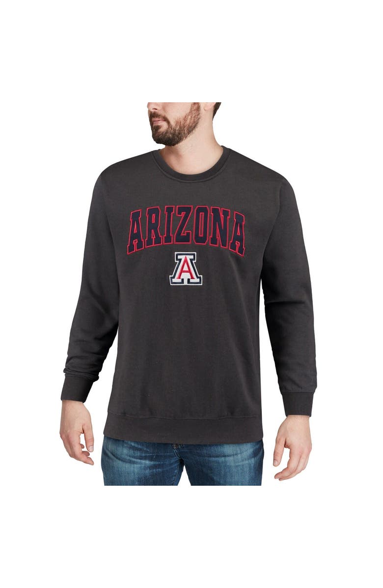 COLOSSEUM Men's Colosseum Charcoal Arizona Wildcats Arch & Logo Crew Neck Sweatshirt, Alternate, color, Charcoal