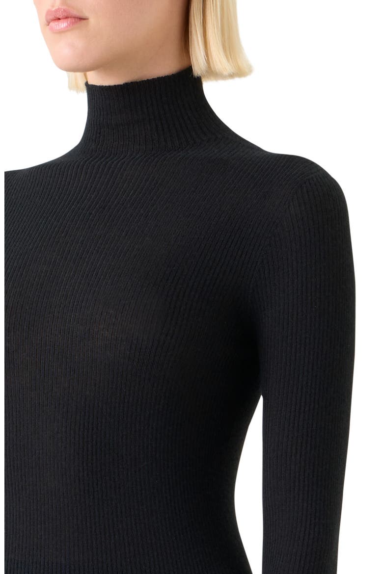 Cashmere & Silk Rib Funnel Neck Sweater, Alternate, color, BLACK