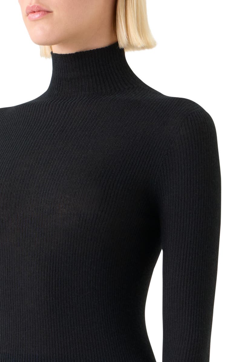 Akris Cashmere & Silk Rib Funnel Neck Sweater, Alternate, color, Black