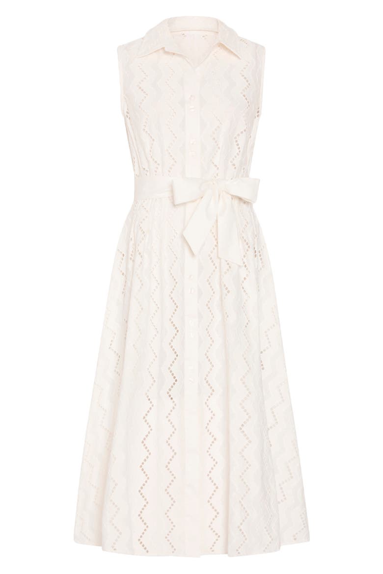 Leya Eyelet Sleeveless Midi Shirtdress, Alternate, color, WHITE