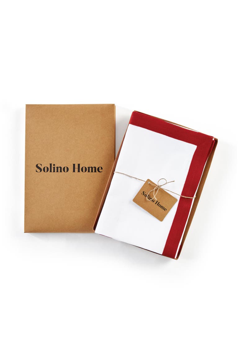 Linen Dinner Napkins Set of 4, 20 x 20" - Classic, Alternate, color, Red and White