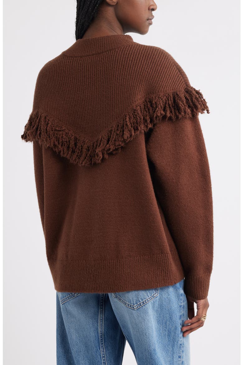 Novelty Fringe Sweater, Alternate, color, BROWN SOIL
