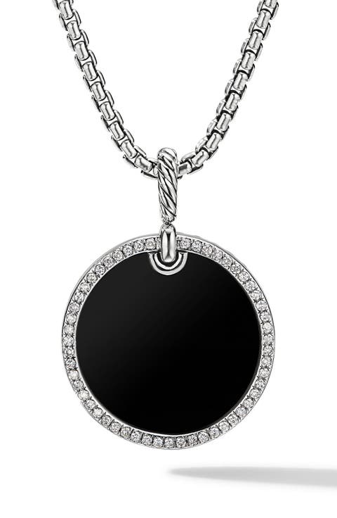 Elements Disc Pendant with Pavé Diamond Rim