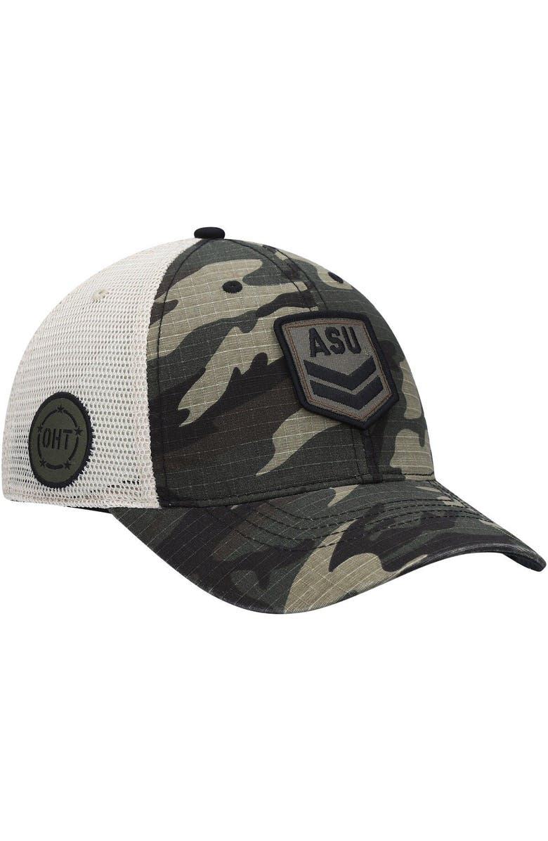 TOP OF THE WORLD Men's Top of the World Camo/Cream Arizona State Sun Devils OHT Military Appreciation Shield Trucker Adjustable Hat, Alternate, color, Camo
