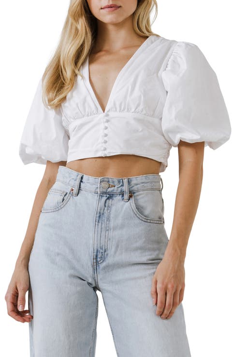 Puff Sleeve Corset Crop Top