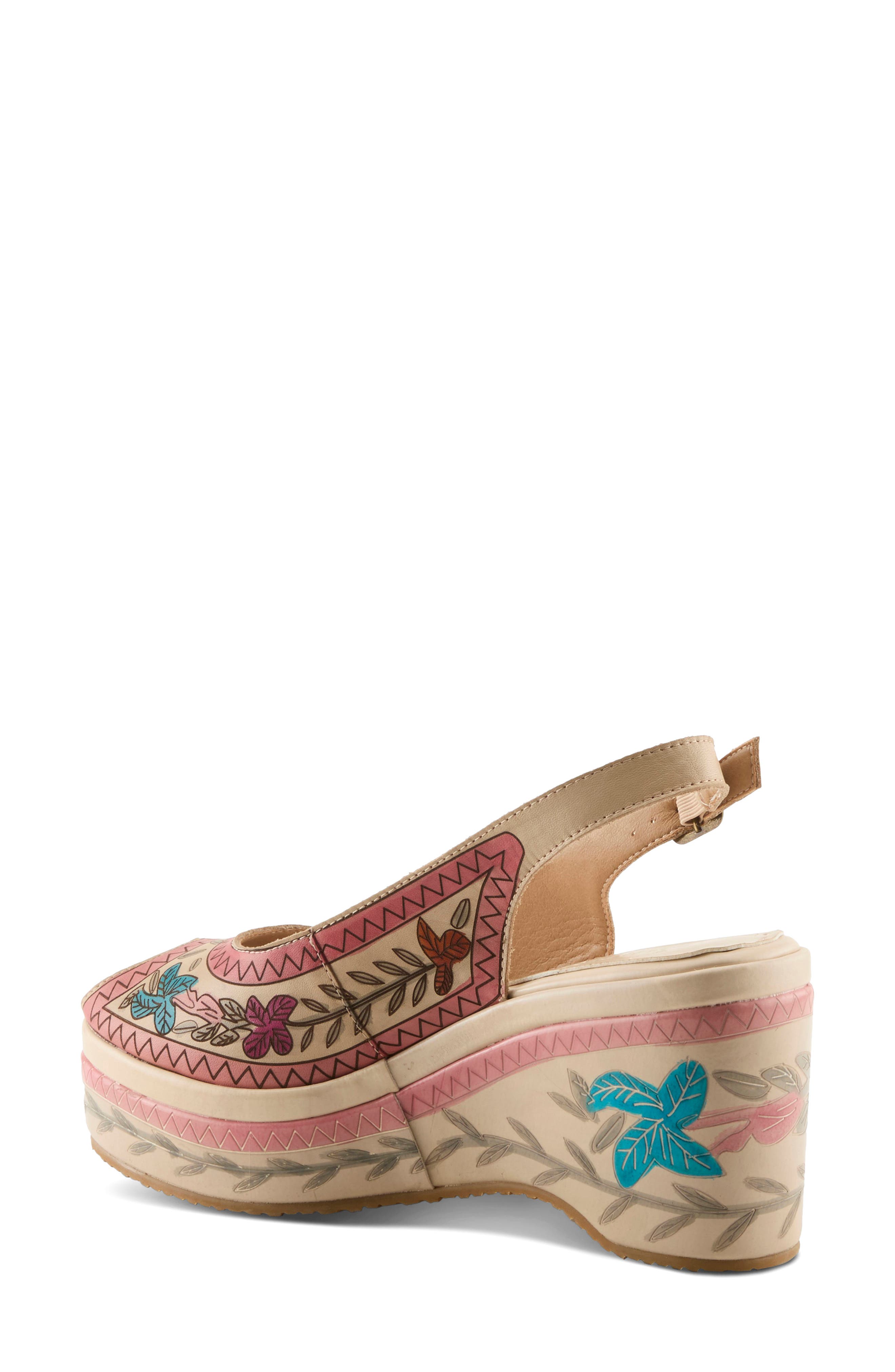 L'Artiste by Spring Step Artdevivre Slingback Platform Wedge, Alternate, color, Beige Multi