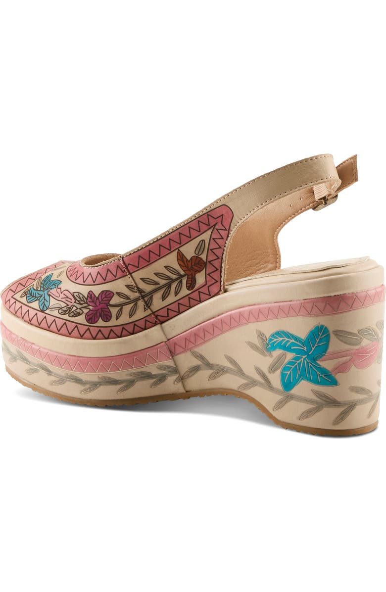 L'Artiste by Spring Step Artdevivre Slingback Platform Wedge, Alternate, color, Beige Multi