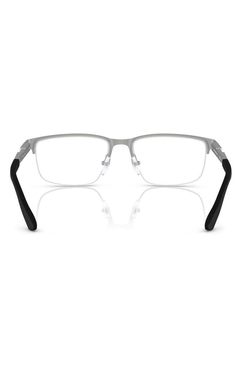 Emporio Armani 56mm Rectangular Optical Glasses, Alternate, color, Matte Silver / Demo Lens