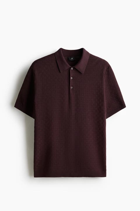Slim Fit Textured-knit Polo Shirt