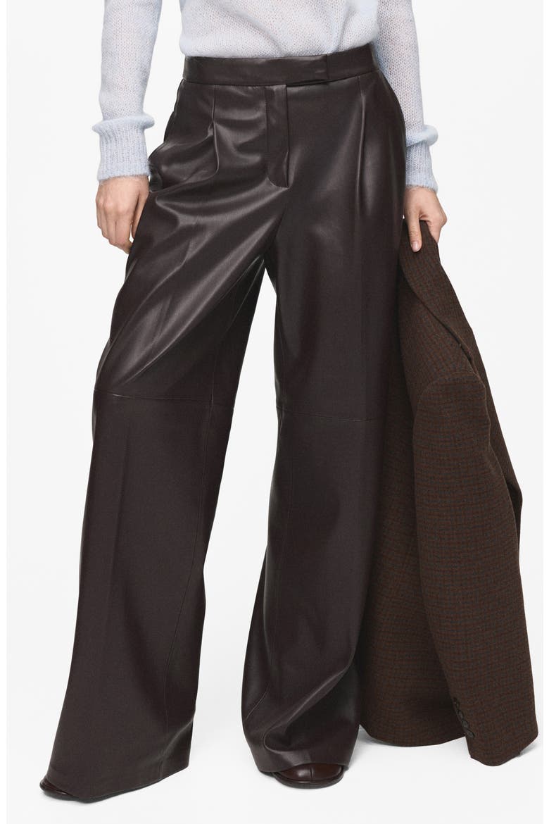 Riga Faux Leather Wide Leg Pants, Main, color, CHOCOLATE