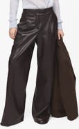 MANGO Riga Faux Leather Wide Leg Pants