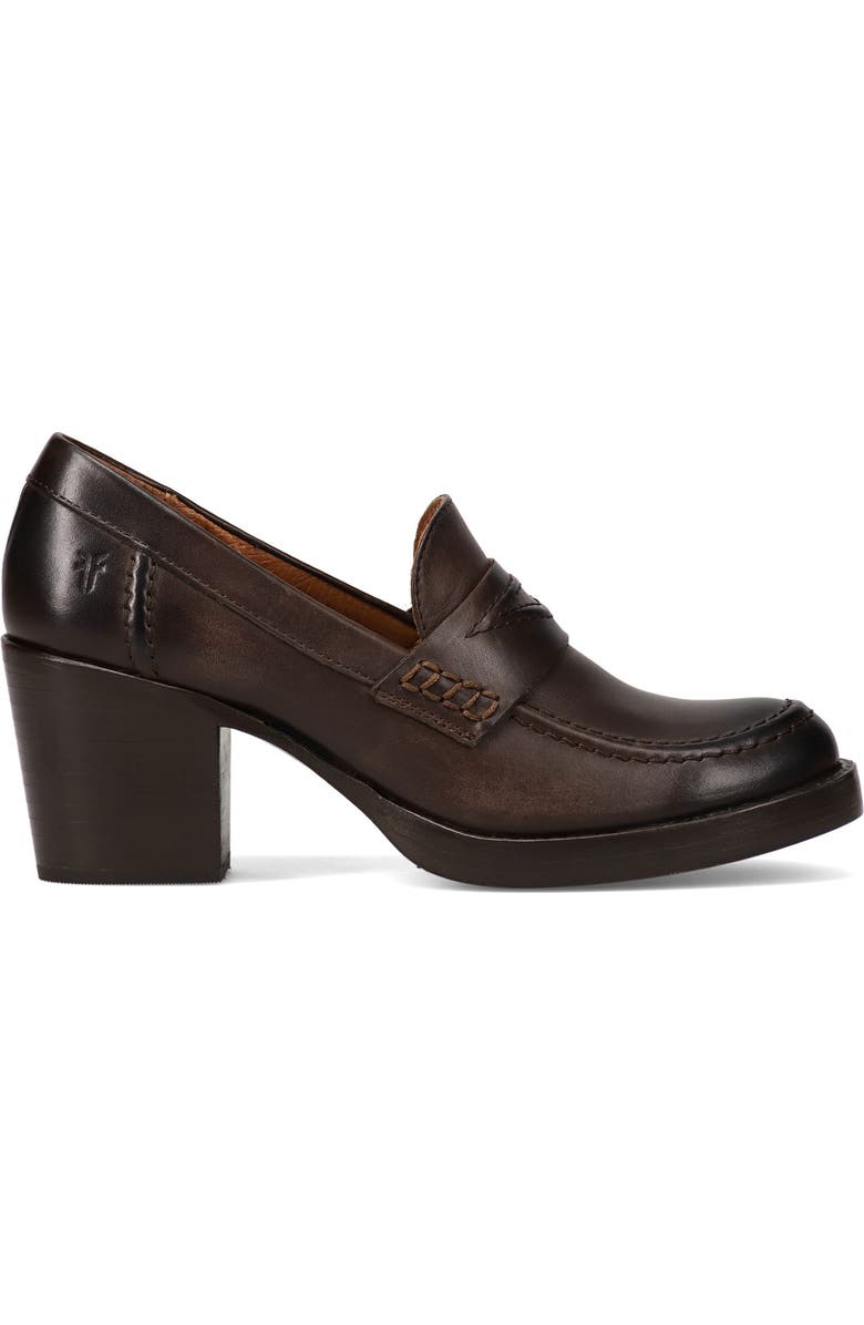 Frye Jean Stacked Heel Loafer, Alternate, color, Chocolate