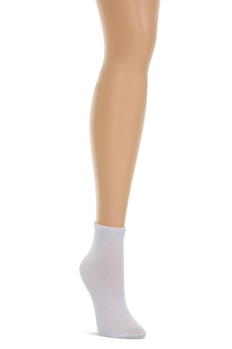 6-Pack Embroidered Rib Anklet Socks, Alternate, color, WHITE