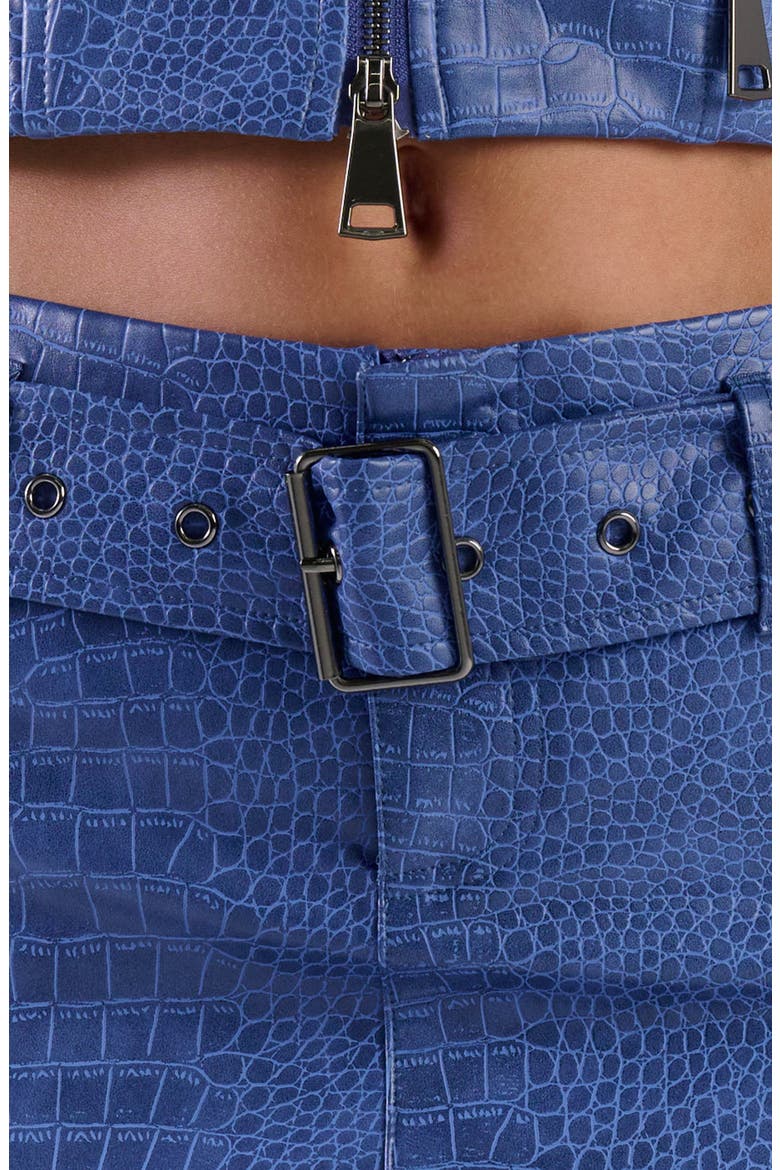 Buckle Up Croc Embossed Miniskirt, Alternate, color, DARK BLUE