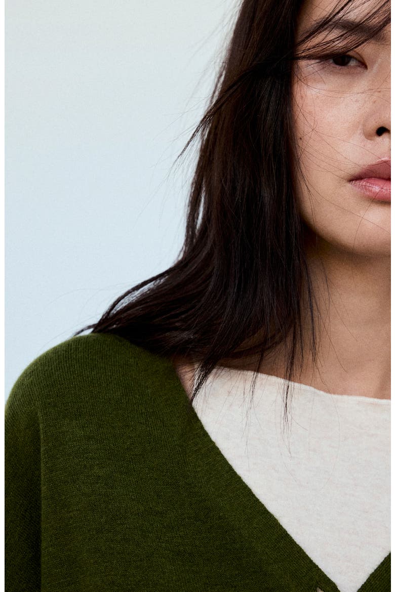 V-Neck Cardigan, Alternate, color, OLIVE GREEN