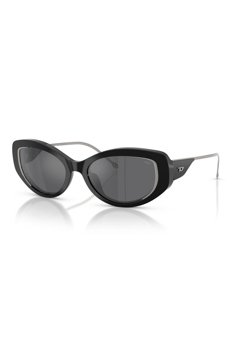 Geck-D 54mm Oval Sunglasses, Alternate, color, BLACK/ GREY SILVER MIRROR