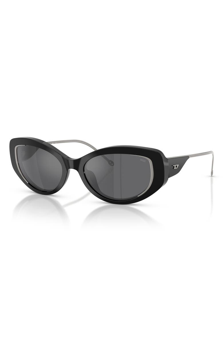 DIESEL<sup>®</sup> Geck-D 54mm Oval Sunglasses, Alternate, color, Black/ Grey Silver Mirror
