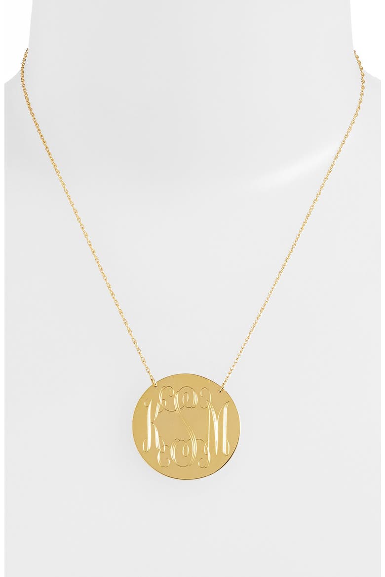 Personalized Script Monogram Pendant Necklace, Alternate, color, GOLD