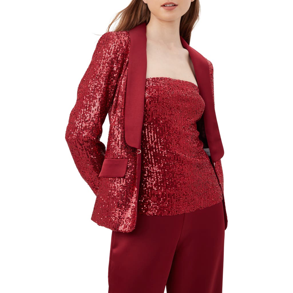 Trina Turk Al Sequin Blazer In Ruqa Red