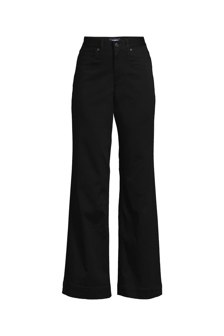High Rise 5 Pocket Wide Leg Chino Pants, Alternate, color, Black